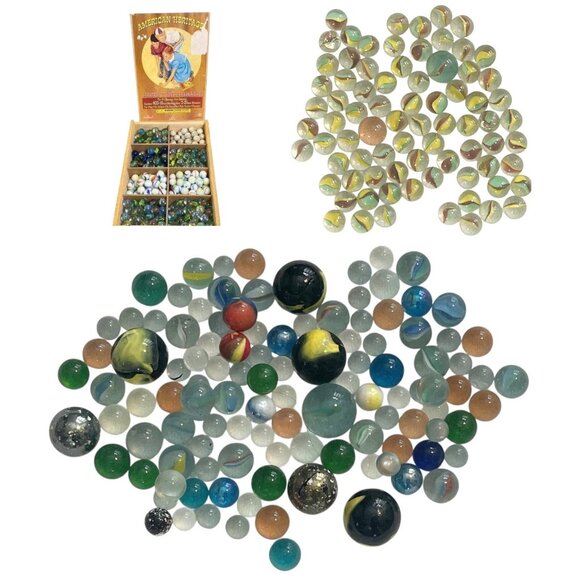Vintage American Heritage Marble Collection + 1.5lb Extra Assorted Marbles - Picture 1 of 7